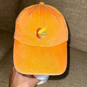 MCCOYS BOYS Fishing Lure ORANGE BALL CAP HAT YOUTH SMALL ADAMS Adjustable